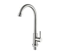 Robinet de cuisine Ibergrif en acier inoxydable, pivotant à 360°, eau froide uniquement, cartouche céramique, flexible de 50 cm, robinet d'évier de cuisine, robinet de lavabo de salle de bain - M18703