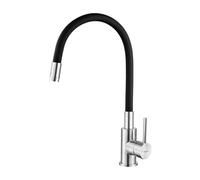 Robinet de cuisine Ibergrif, noir mat, flexible pivotant en silicone, rotation à 360°, mitigeur haute pression, flexible jusqu'à 20 cm - M22119-2
