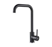 Robinet de cuisine Ibergrif, noir mat, mitigeur monocommande, pivotant à 360°, mitigeur haute pression pour évier, hauteur du bec 28 cm - Design d'angle moderne - M22105B