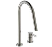 Ideal Standard - Mitigeur d'évier Gusto BD422GN 2 trous, bec haut pivotant 360° Tempête d'argent