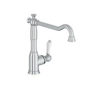 Jacob Delafon - Mitigeur d'Évier de Cuisine Louise - Design Rétro, poignée céramique - Économie d’eau - 29,2x13,4x27,5 cm - Finition Chrome - E24367-CP