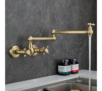 Robinet de Cuisine Laiton Antique Pliant Mur Mural Robinet Pot Remplissage de Casserole Pivotant a 360°,Antique
