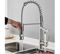 Robinet de Cuisine - LEYSHOP - Mitigeur Évier à Ressort, Rotatif 360°, Double Sortie - Brossée