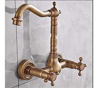Robinet de Cuisine mélangeur d'eau Chaude et Froide robinets muraux monotrou Double celui de Rotation Bec pivotant à Double poignée Robinet d'évier de Cuisine Rotatif, Section Haute