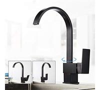 Robinet de Cuisine mélangeur d'eau Froide Chaude Peinture en cuivre Noir Robinet d'évier de Cuisine Rotatif poignée Unique, 09A
