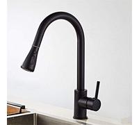 Robinet de Cuisine mélangeur d'eau Froide Chaude Peinture en cuivre Noir Robinet d'évier de Cuisine Rotatif poignée Unique, 09A