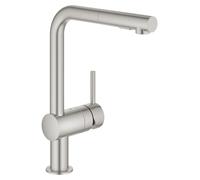 Robinet de cuisine Minta, avec douchette extractible, en acier inoxydable SuperSteel, pour installation sur un seul trou