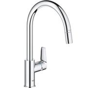 Robinet de cuisine - Mitigeur monocommande - Chrome - Bec haut en forme de C - Aérateur extractible - GROHE StartEdge - 30550000