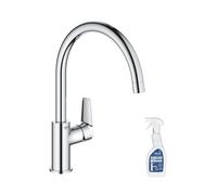 Robinet de cuisine monocommande GROHE StartEdge Quickfix chromé + nettoyant GrohClean