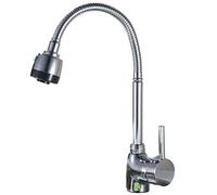 Robinet de Cuisine monté sur Le Pont mélangeur d'eau Chaude et Froide Grue monotrou Finition chromée Robinet d'eau à poignée Unique flexibilité Universelle
