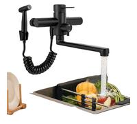 Robinet de cuisine mural à 360°, acier inoxydable durable, pistolet pulvérisateur extractible ,