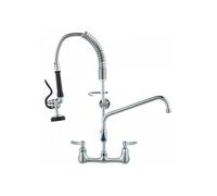 Robinet de cuisine mural avec douchette de pré-rinçage bec pivotant 305 mm entraxe 203 mm hauteur 630 mm laiton
