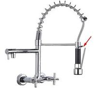 Robinet de cuisine mural, double support, douchette escamotable, Robinet de cuisine, Couleur : Chrome DK