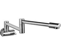 Robinet De Cuisine Mural en Laiton Massif sans Plomb, Bec Pivotant à 360°, Bras Pivotant à Double Articulation Pliable Et Extensible, Robinet De Cuisine à Poignée Unique, Chrome