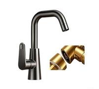 Robinet de cuisine noir élégant, mélangeur extractible double fonction pour eau chaude et froide pour nettoyer les grandes poêles (gris)