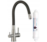 Robinet de cuisine noir Riveco bec flexible filtre