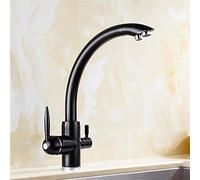 Robinet de Cuisine Peinture Noire Robinet d'eau Potable à 3 Voies Robinet mitigeur d'évier d'eau filtrée Rotation à 360 degrés mitigeurs de Cuisine aérateur monté sur Pont rétro