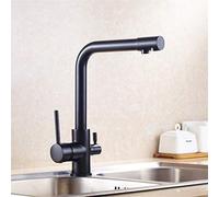 Robinet de Cuisine Peinture Noire, Rotation à 360 degrés, mitigeur de Cuisine, Robinet d'eau Potable à 3 Voies, Eau filtrée, rétro monté sur Le Pont