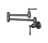 Robinet de cuisine pliable en laiton antique - Remplisseur de casserole d'eau froide avec bras oscillants à double articulation et double poignée, design élégant et peu encombrant pour les cuisines
