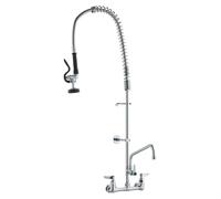 Robinet de cuisine professionnel avec douchette de prélavage, hauteur 112 cm, entraxe 20 cm, bec pivotant de 30 cm, robinet mural pour évier de cuisine, corps en laiton avec douchette rétractable, pou