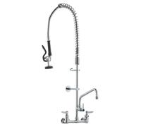 Robinet de cuisine professionnel avec douchette de prélavage, hauteur 91 cm, entraxe 20 cm, bec pivotant de 30 cm, robinet mural pour évier de cuisine, corps en laiton avec douchette rétractable, pour