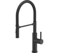 Robinet de cuisine QUADRON ANDY SteelQ, mitigeur 360°, couleur : noir, hauteur : 46 cm, fonction QFix, robinet pivotant pour cuisine en acier inoxydable