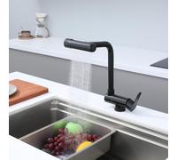 Robinet de cuisine rabattable, 4 modes de jet, noir