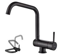 Robinet de cuisine rabattable, pivotant à 360°, en laiton, de couleur noire
