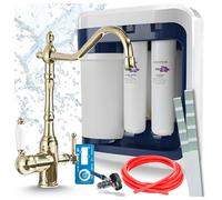 Robinet de cuisine rétro 3 voies, chromé, de la marque Ari, livré avec le système de filtration d'eau Aquaphor Ro-202S Pro, installation sous l'évier