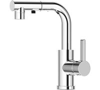 Robinet de cuisine, robinet de cuisine haute pression SEMANEY, à bec extractible, robinet d'évier àd'une seule main avec deux buses, mitigeur en L, robinet de cuisine, pivotant à 360°, chrome