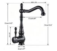 Robinet de cuisine - Robinet de cuisine rétro - Mitigeur - Bec haut - Pivotant à 360° - Eau froide et chaude - Acier inoxydable 304 - Bronze foncé