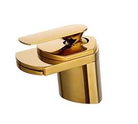 Robinet de Cuisine, Robinet de lavabo de Salle de Bains à Cascade chromée, Vente en Gros et au détail, mitigeur d'évier à poignée Unique, Robinet Noir (Couleur: Robinet doré) (Robinet doré)