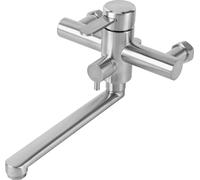 Robinet de cuisine - Robinet d'évier à fixation murale - Acier inoxydable 304 brossé - Douchette avec flexible de 1,5 m - 3 modes de jet - Argent