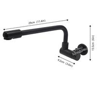 Robinet de cuisine - Robinet mural - Bec pivotant - Eau chaude/froide - Laiton - 29 × 9,2 × 15,5 cm - Noir