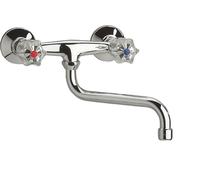 Robinet de cuisine SCHÜTTE BRILLANT, robinet pivotant cuisine pour montage mural, robinet d'évier en chrome