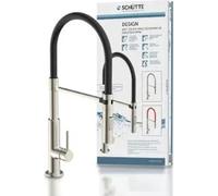 Robinet de cuisine SCHÜTTE DESIGN avec douchette, robinet de cuisine extractible, mitigeur cuisine orientable, aspect inox/noir