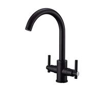 Robinet de Cuisine Tout en cuivre, mélangeur d'eau Chaude à Double Ouverture, Robinet mitigeur de Peinture Noir