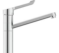 Robinet de cuisine Unyqoos® avec bec pivotant, finition chromée, limiteur de température intégré pour l'eau chaude, économe en énergie et en eau, cartouche en céramique ≥ 500 000 cycles