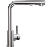 Robinet de cuisine Unyqoos® en forme de L, 40 cm, avec douchette extractible, 2 types de jets, pivotant à 360°, mélangeur monocommande chaud/froid, en acier inoxydable 304 brossé, sans plomb ni nickel