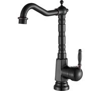 Robinet de cuisine Unyqoos® en laiton, finition bronze/noir patiné à l'huile, mitigeur à levier unique de style antique/rétro, pivotant à 360°, bec verseur haut, cartouche en céramique, pour cuisine e