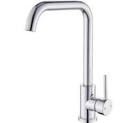 Robinet de cuisine Unyqoos® pivotant à 360° – Mitigeur à un levier en laiton massif, haute pression, cartouche en céramique, finition chrome/argent, raccord flexible en acier inoxydable 1/2"3/8"
