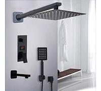 Robinet de Douche de Salle de Bains de 8 Pouces, 3 Fonctions, Ensemble de robinets de Douche numériques Noirs, Pomme de Douche à Pluie, Robinet mitigeur à Affichage numérique à 2 Voies,Ensemble de ro