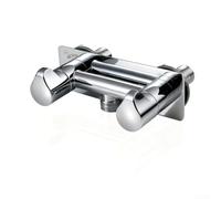 Robinet de douche d'extérieur en acier inoxydable 304 de 10,2 cm, étanche de 0 à 80 °C, double bouton de commande pour remorque de camping pour camping-car, argent vif (argent vif)