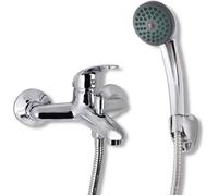 Robinet de douche fixe VIDAXL - Chrome - 2 trous - Mural - Hauteur sous bec 100mm