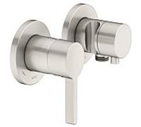 Keuco Edition 400 robinet de douche 51551051221 nickel brossé, pour 2 Verbraucher , raccord encastré, avec coude mural et support de douche