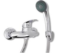 vidaXL Kit Robinet de Douche mural Mitigeur Chrome avec pomme de douche amovible