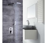 Robinet de douche - Robinet de baignoire - Robinet mélangeur - Ensemble de douche - Douchette à main - Acier inoxydable 304 et laiton - 2 modes de jet et fixation murale
