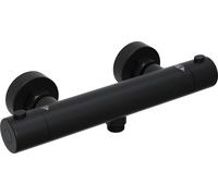 Robinet de douche thermostatique, noir, à fixer au mur, avec 2 poignées