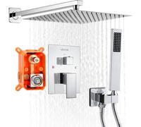 VEVOR Robinetterie encastrable pour douche - Pommeau carré 30,5 cm, douchette, argent chromé