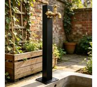 Robinet de jardin autoportant en acier inoxydable, bouche d'eau extérieure verticale avec robinet à double sortie, colonne d'eau moderne à montage au sol sur patio et cour